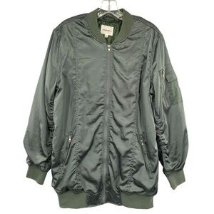 Cotton Candy LA Olive Green Satin Bomber Jacket